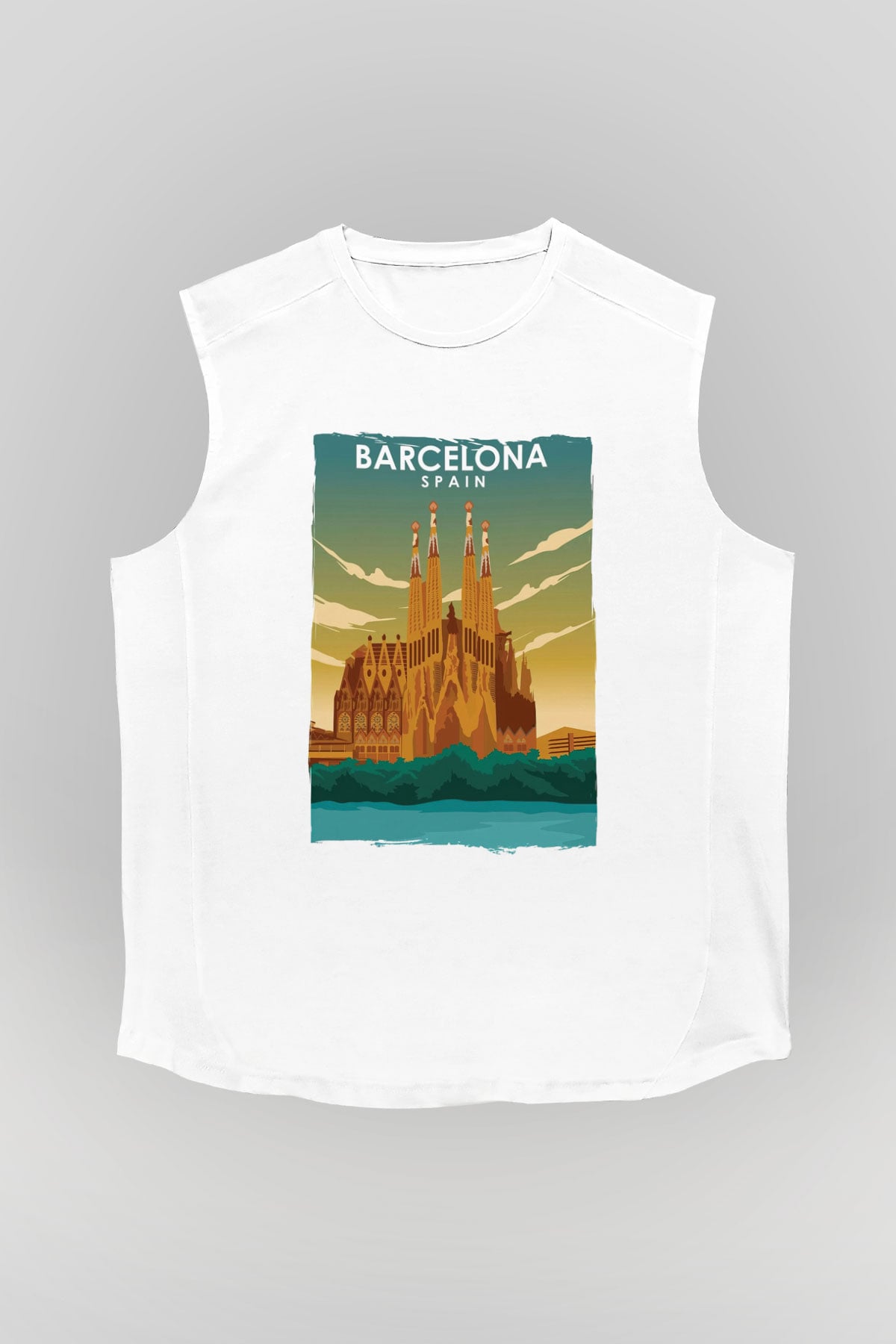 La Sagrada Familia Beyaz Unisex Kolsuz Tişört