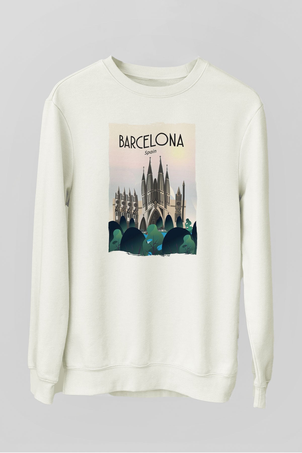 La Sagrada Familia Beyaz Unisex Sweatshirt