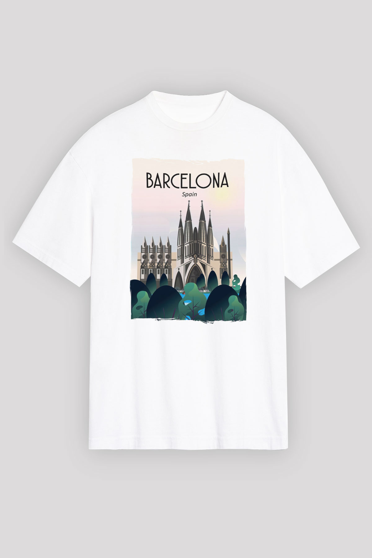 La Sagrada Familia Beyaz Oversize Tişört Oversize T-shirt - TişörtFabrikası