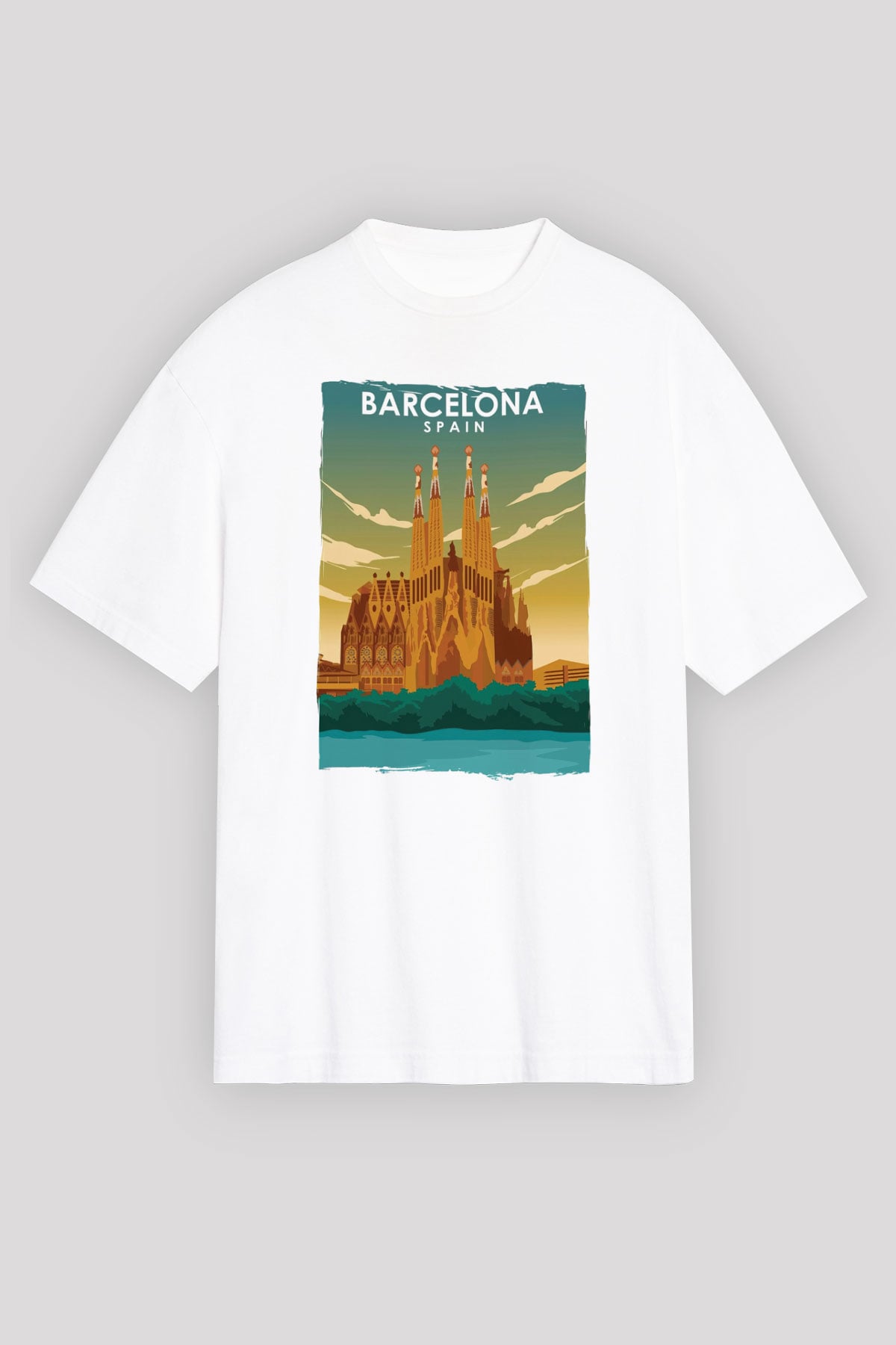 La Sagrada Familia Beyaz Oversize Tişört Oversize T-shirt - TişörtFabrikası
