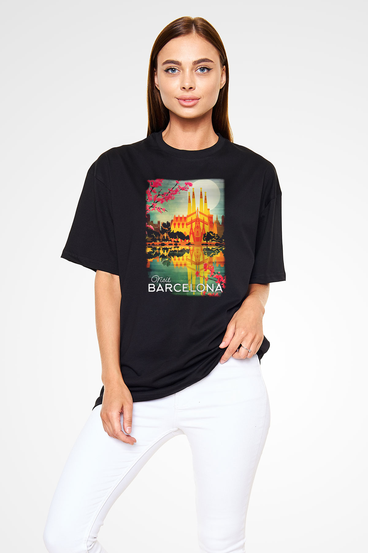 La Sagrada Familia Siyah Unisex Oversize Tişört T-Shirt