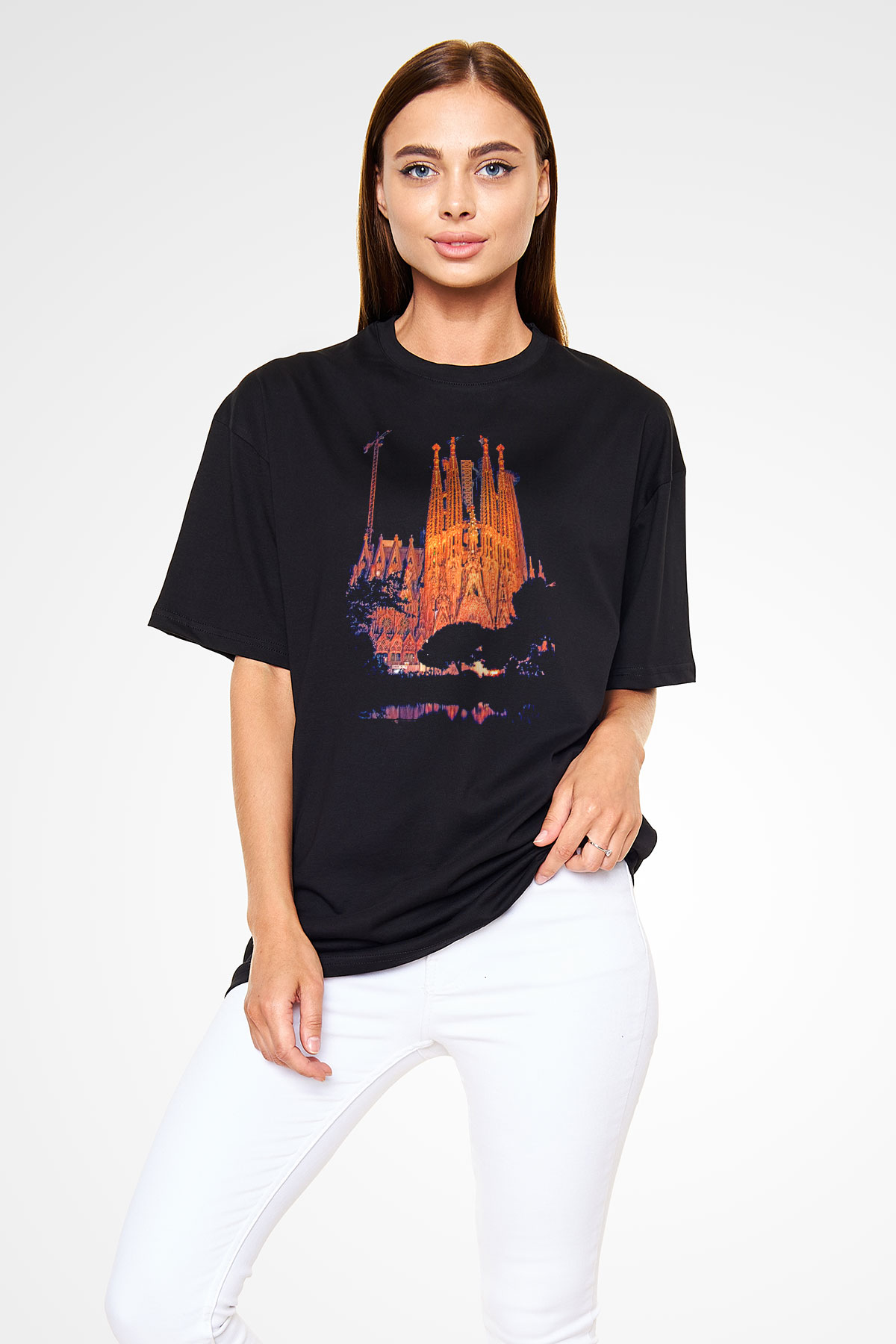 La Sagrada Familia Siyah Oversize Tişört Oversize T-shirt - TişörtFabrikası