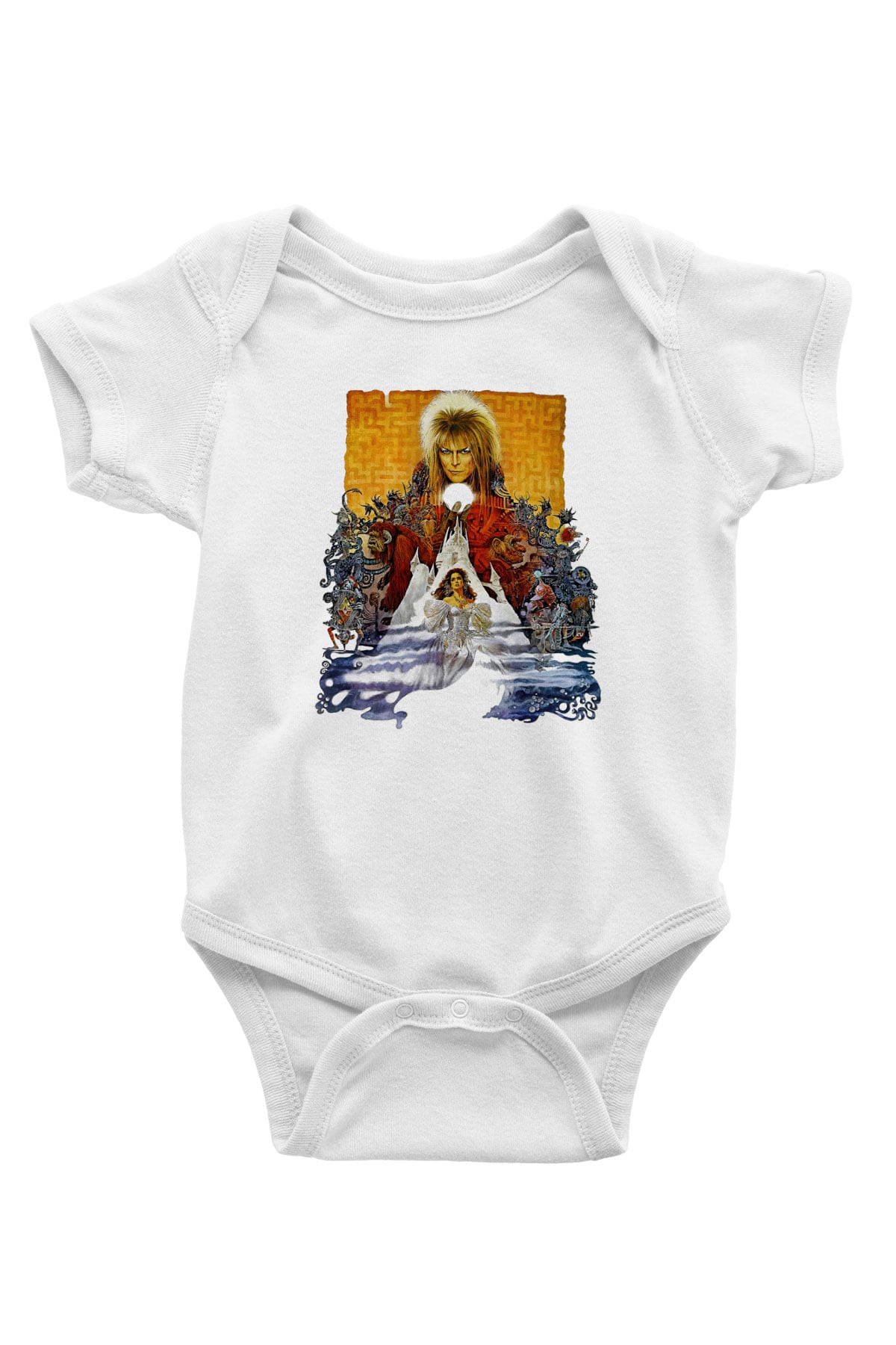 Labyrinth Baskılı Beyaz Unisex Bebek Body - Zıbın