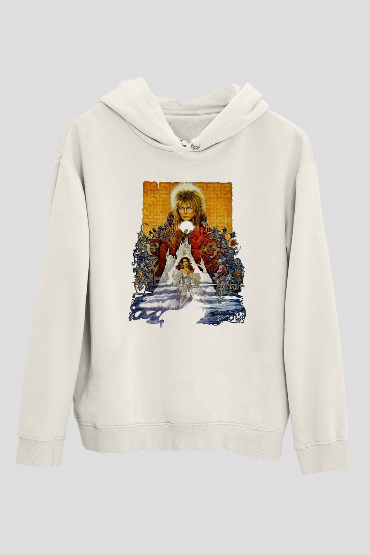 Labyrinth Beyaz Unisex Kapşonlu Sweatshirt
