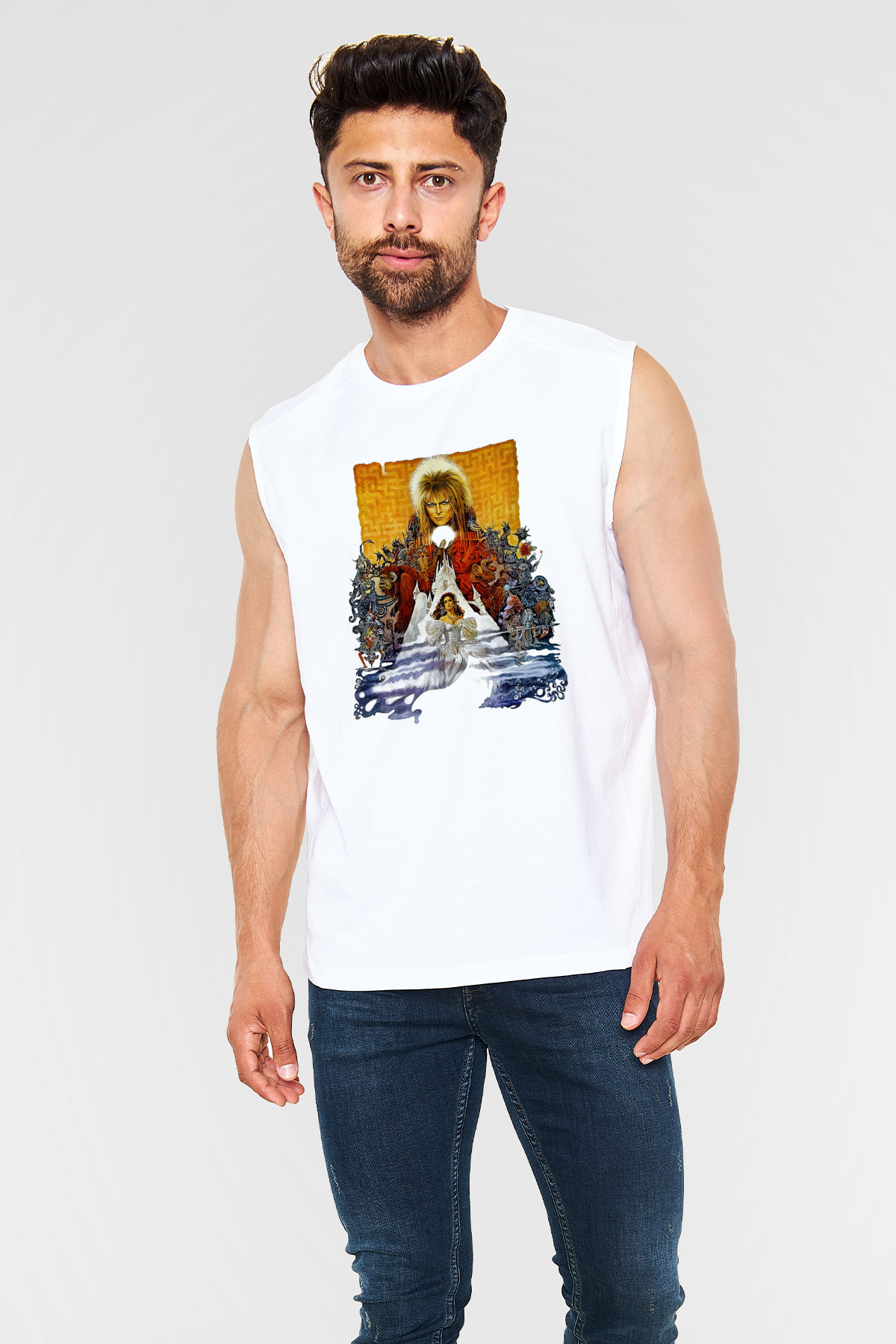 Labyrinth Beyaz Unisex Kolsuz Tişört