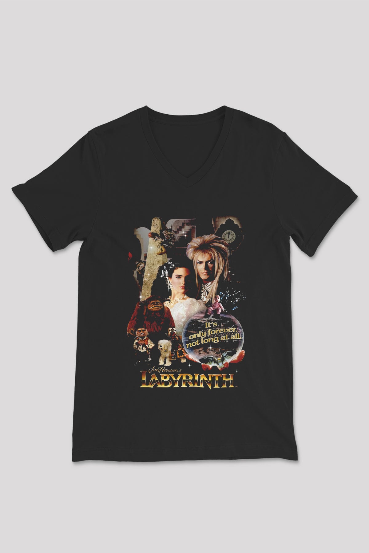 Labyrinth Siyah Unisex  V Yaka Tişört