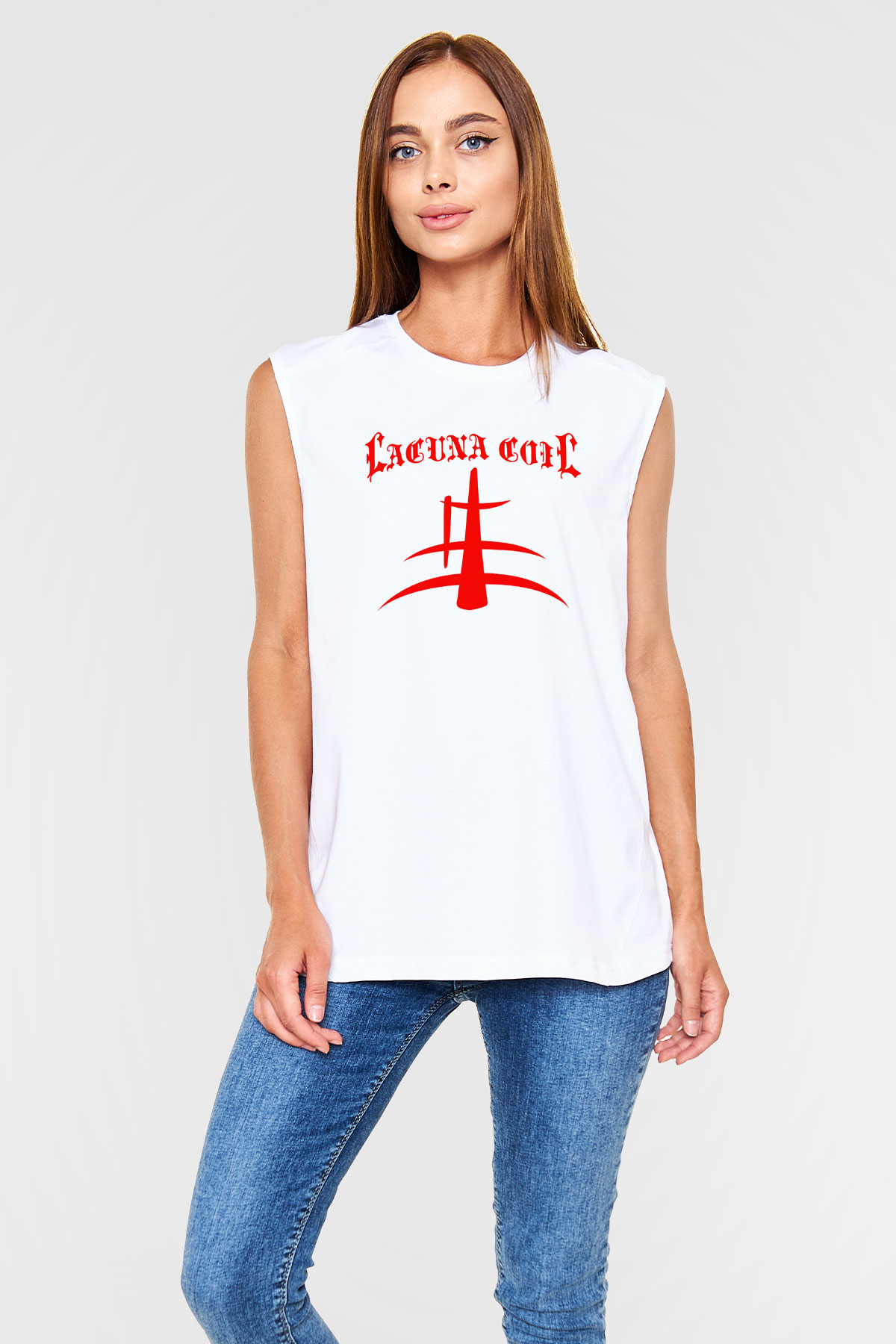 Lacuna Coil Beyaz Unisex Kolsuz Tişört