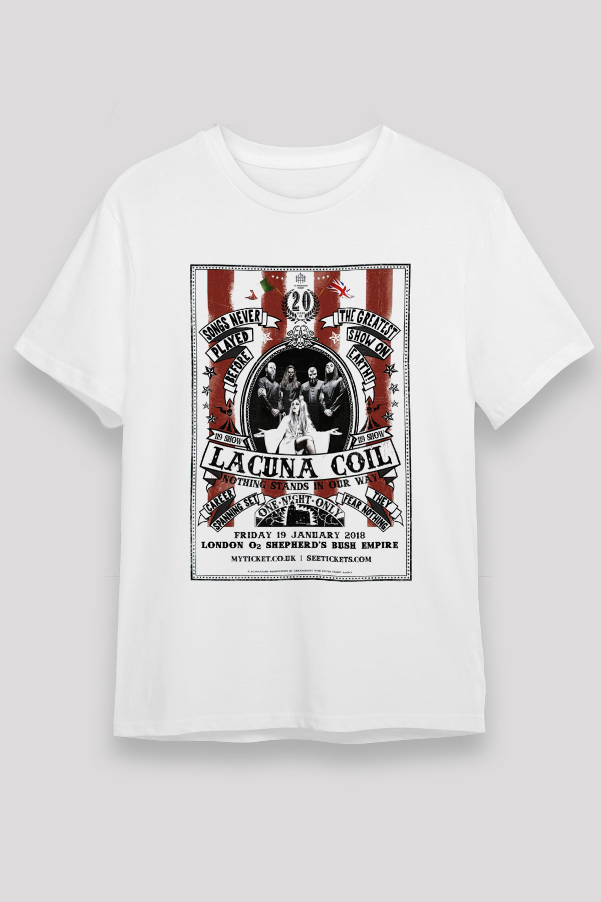 Lacuna Coil Beyaz Unisex Tişört T-Shirt - TişörtFabrikası