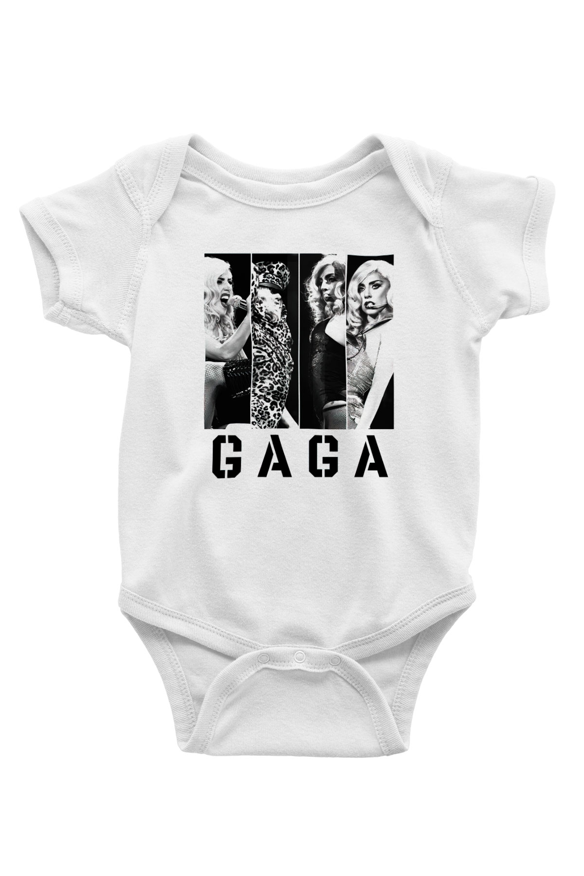 Lady Gaga Baskılı Beyaz Unisex Bebek Body - Zıbın