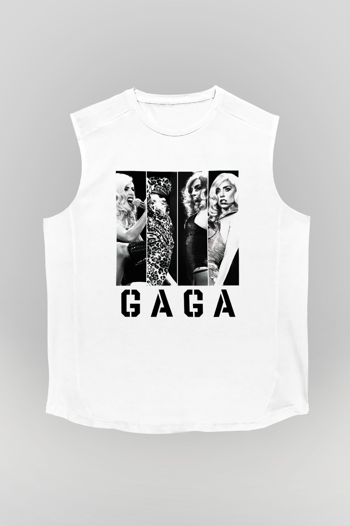 Lady Gaga Beyaz Unisex Kolsuz Tişört