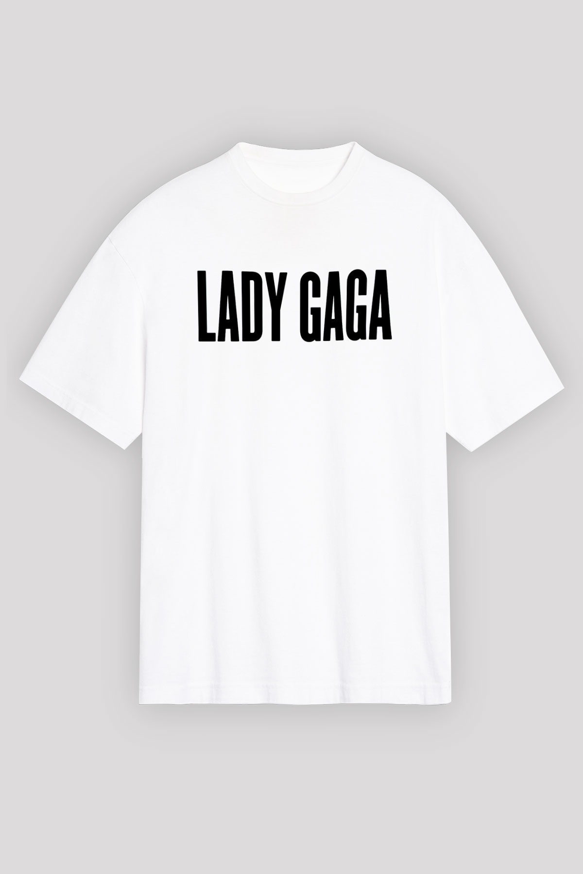 Lady Gaga Beyaz Unisex Oversize Tişört T-Shirt