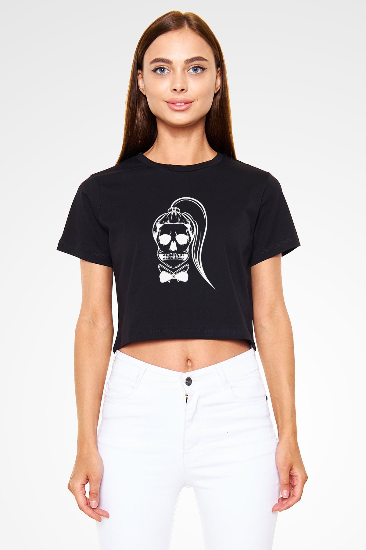 Lady Gaga Siyah Crop Top Tişört