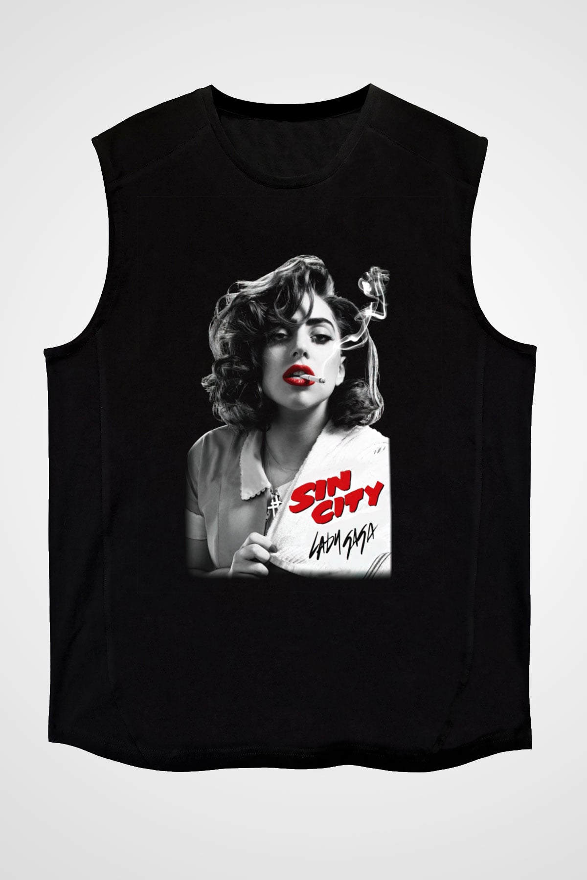 Lady Gaga Siyah Unisex Kolsuz Tişört