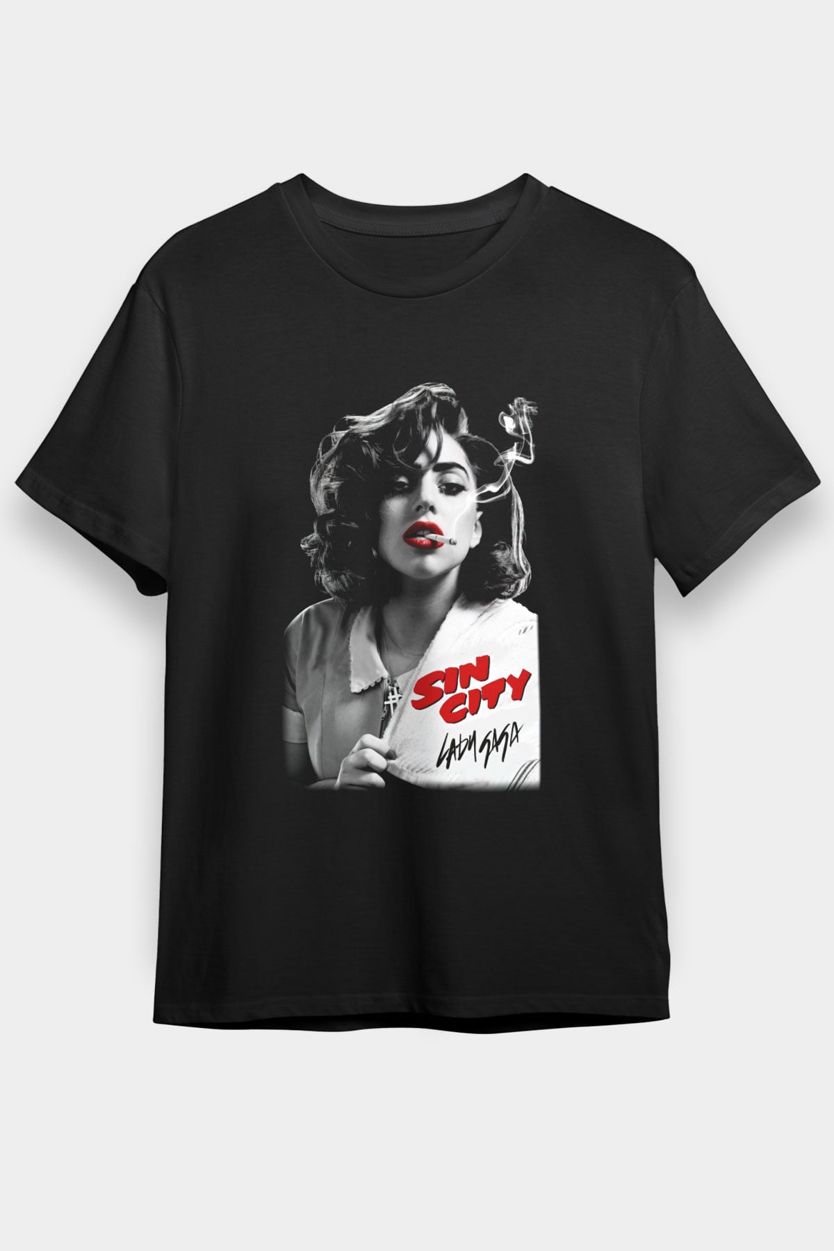 Lady Gaga Siyah Unisex Tişört T-Shirt - TişörtFabrikası