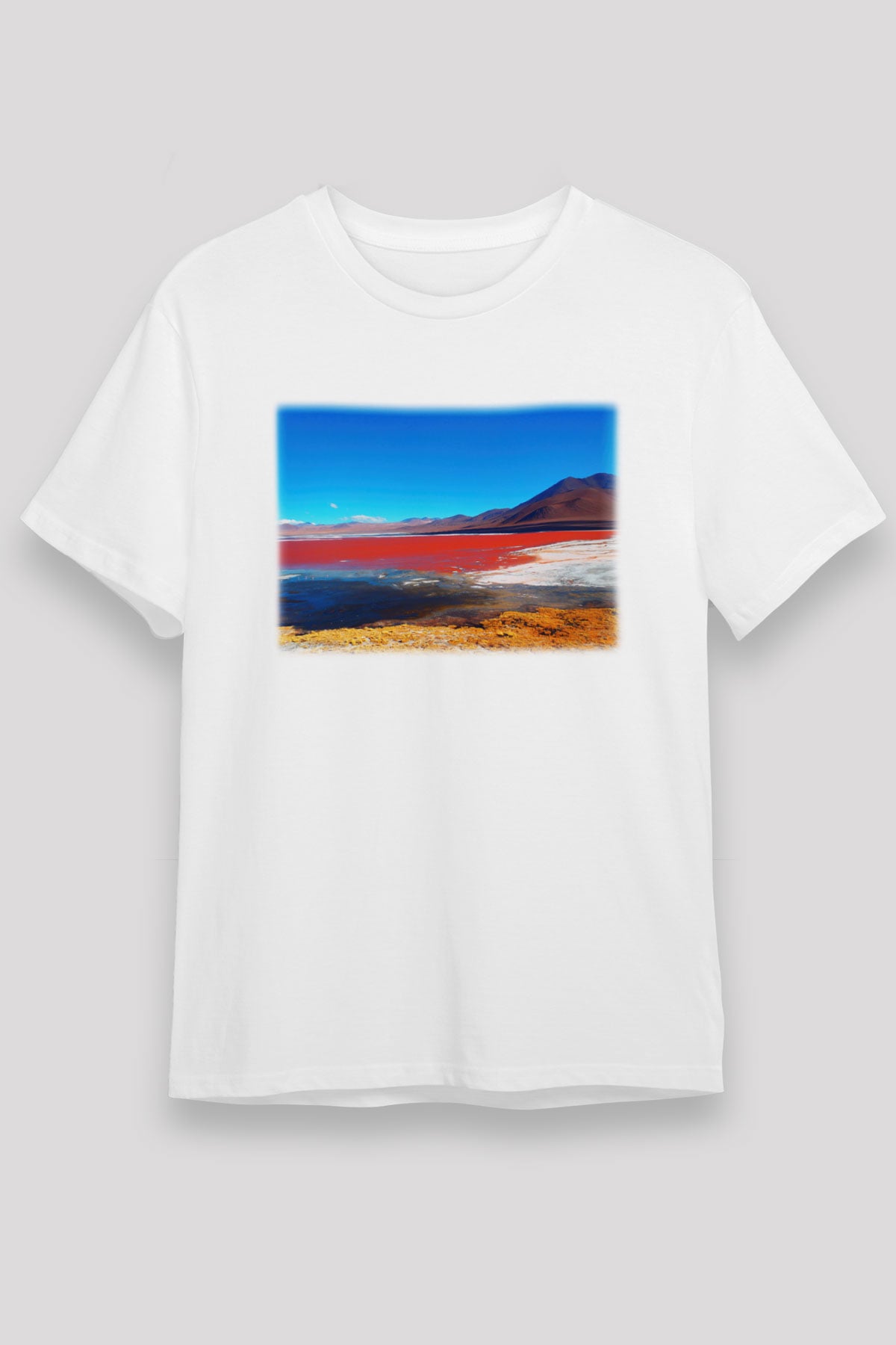Laguna Colorada Beyaz Unisex Tişört T-Shirt - TişörtFabrikası