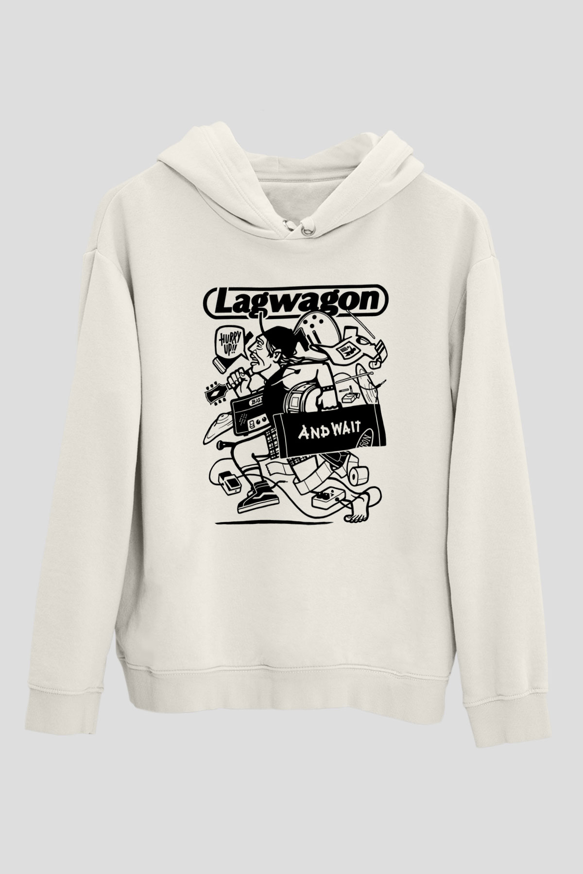 Lagwagon Baskılı Beyaz Unisex Kapüşonlu Sweatshirt