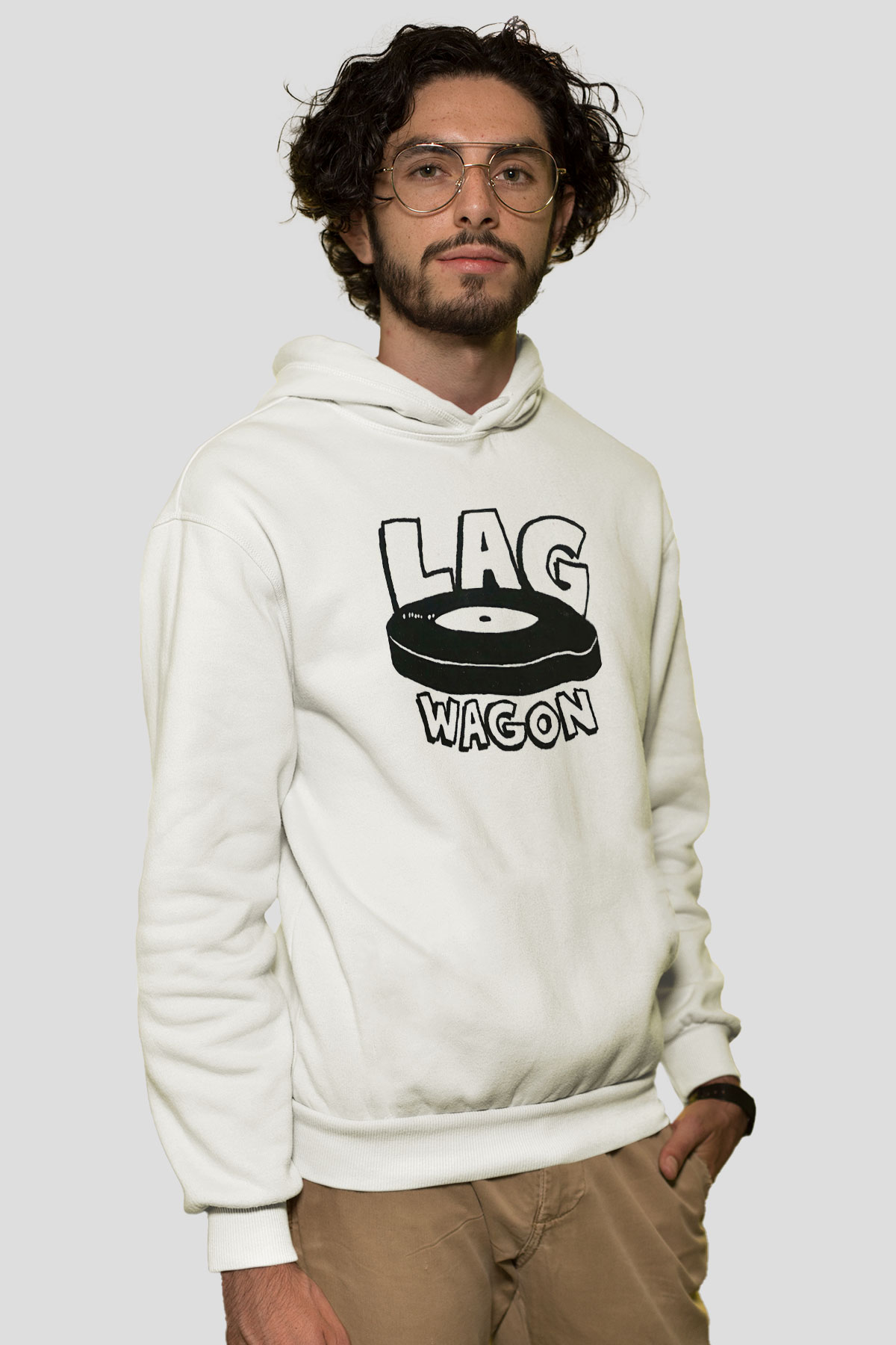 Lagwagon Baskılı Beyaz Unisex Kapüşonlu Sweatshirt