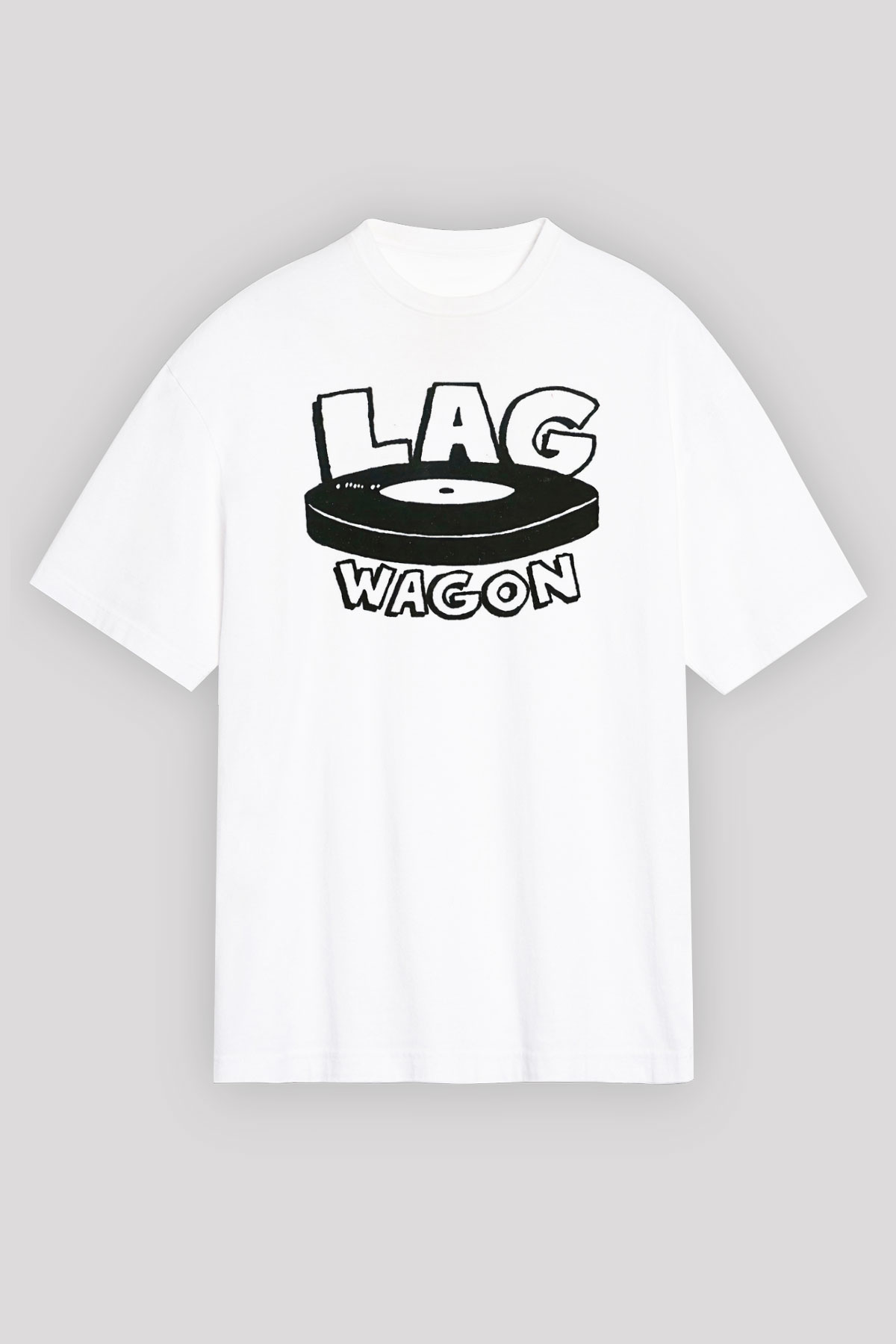 Lagwagon Baskılı Beyaz Unisex Oversize Tişört - Tshirt
