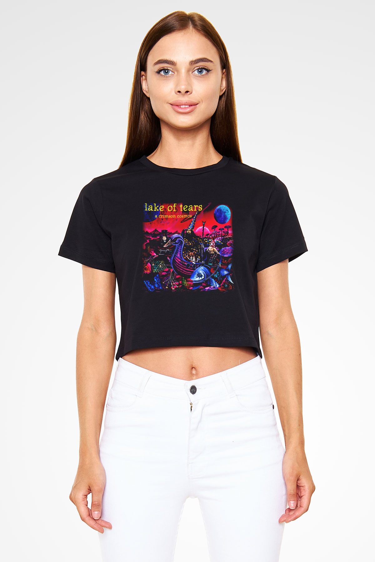 Lake of Tears Siyah Crop Top Tişört
