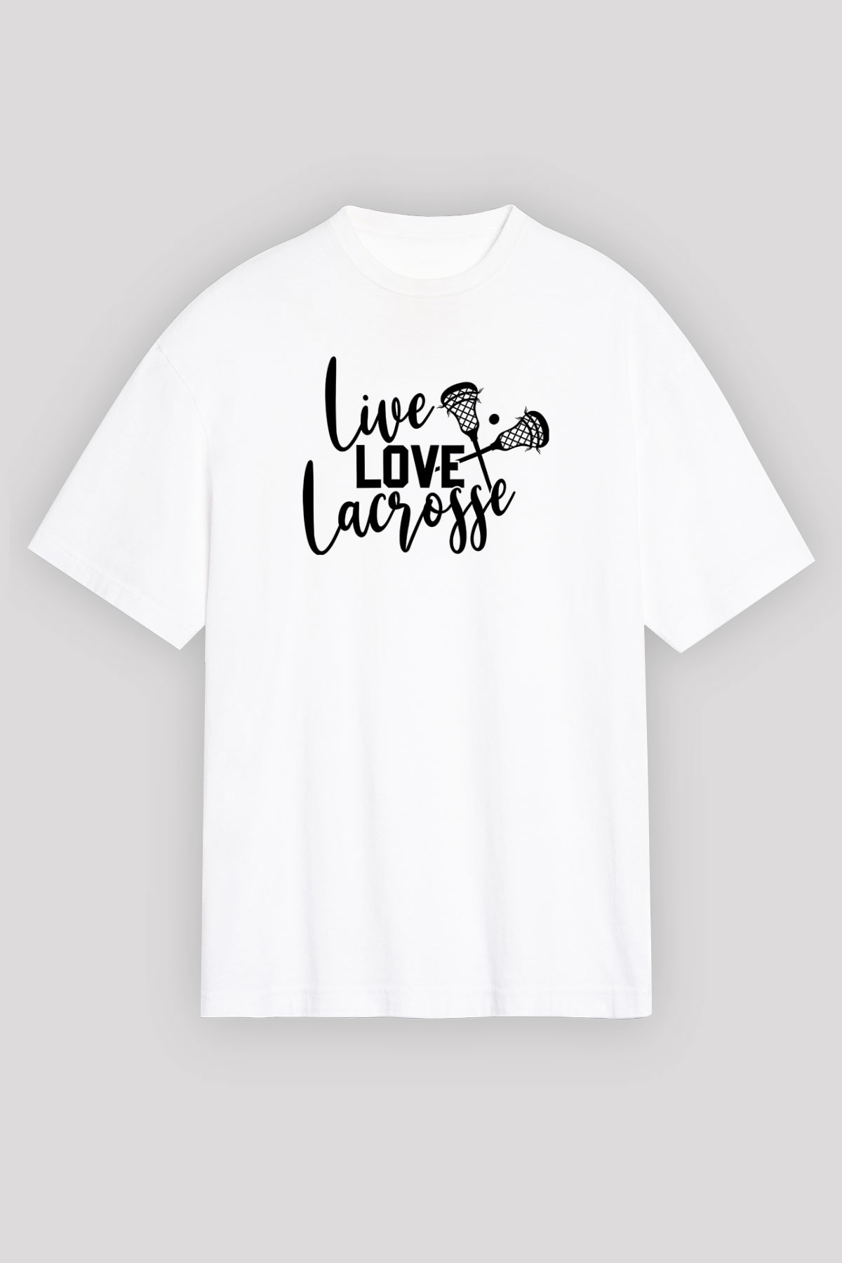 Lakros Baskılı Unisex Beyaz Oversize Tişört - Tshirt