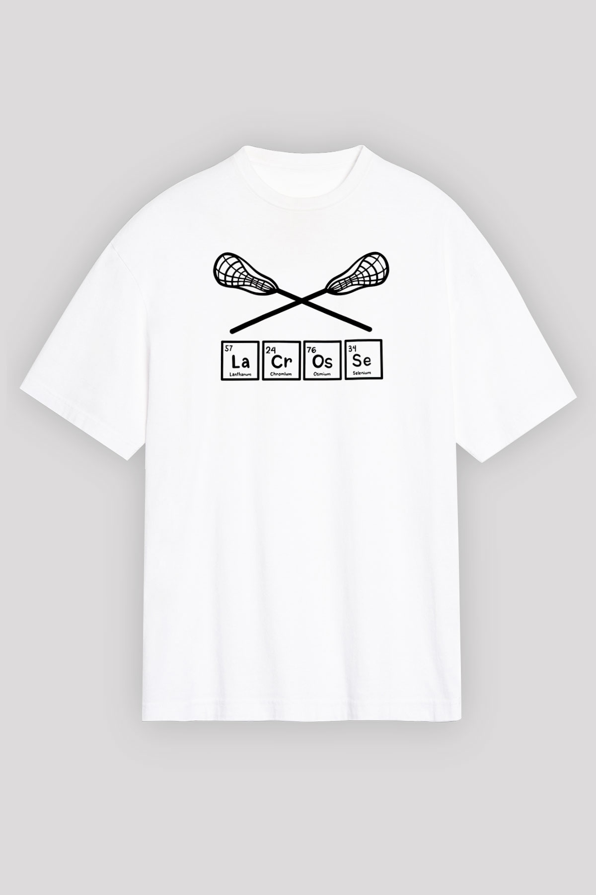 Lakros Baskılı Unisex Beyaz Oversize Tişört - Tshirt