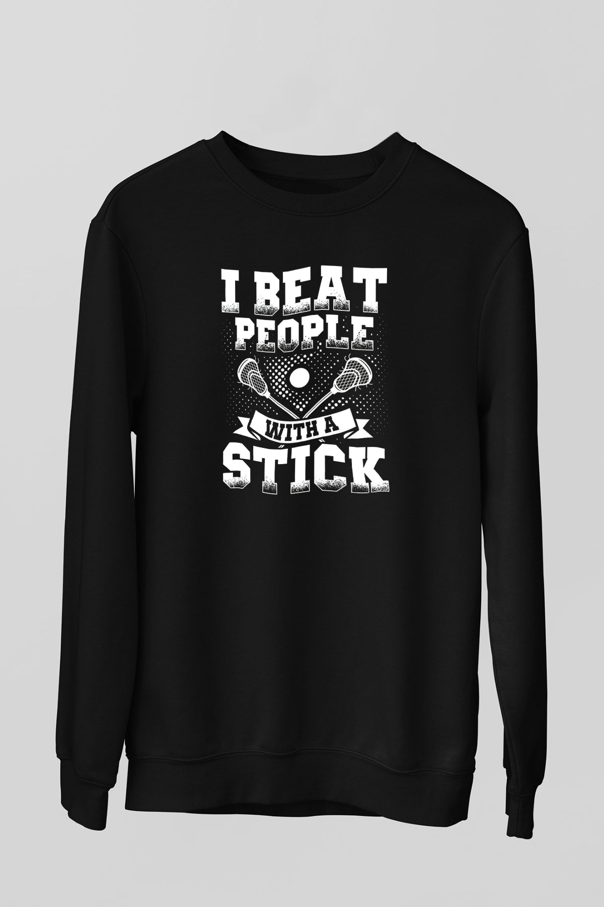 Lakros Baskılı Unisex Siyah Sweatshirt