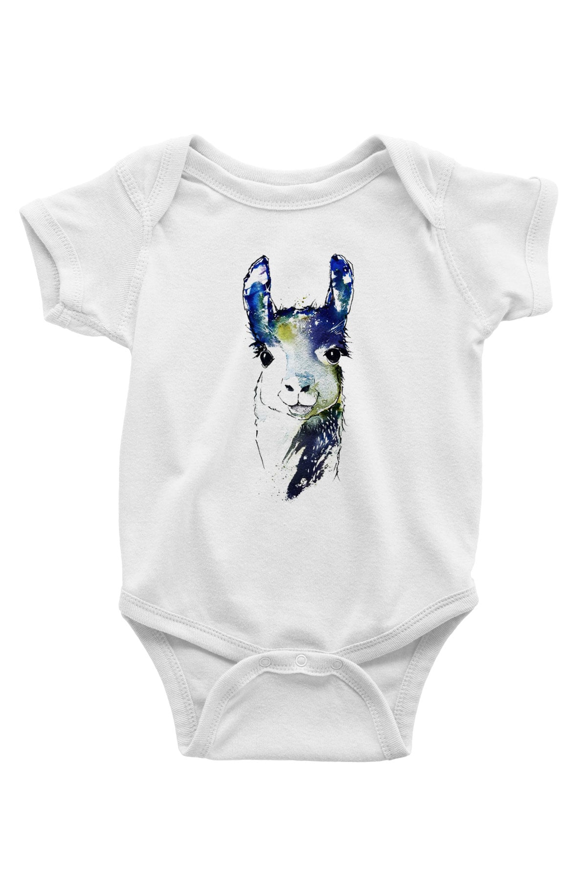 Lama Baskılı Beyaz Unisex Bebek Body - Zıbın