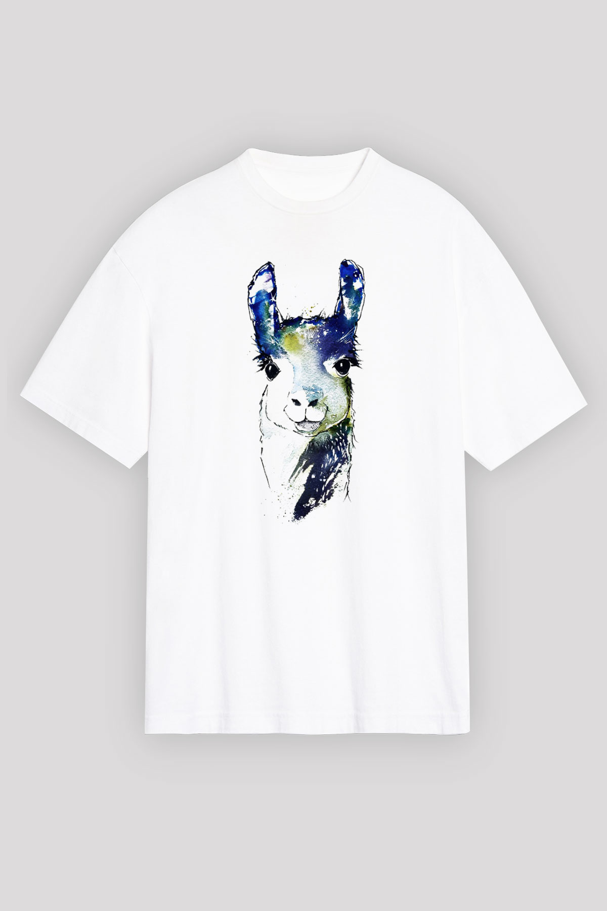 Lama Beyaz Unisex Oversize Tişört T-Shirt