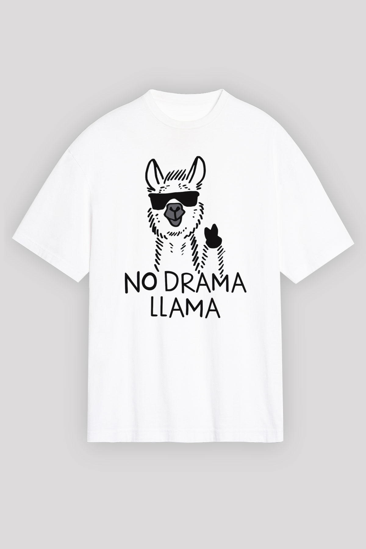 Lama Beyaz Unisex Oversize Tişört T-Shirt