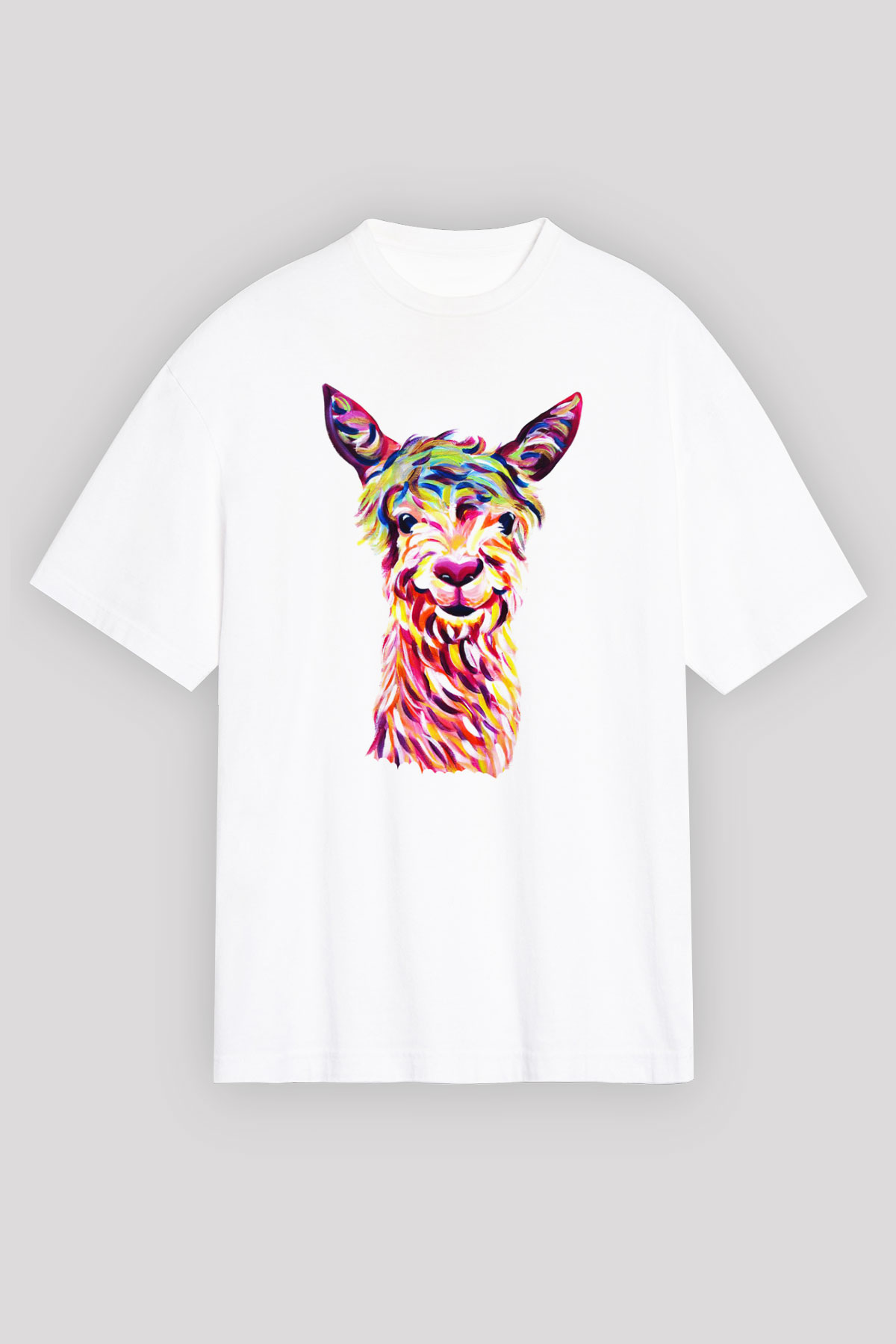 Lama Beyaz Unisex Oversize Tişört T-Shirt
