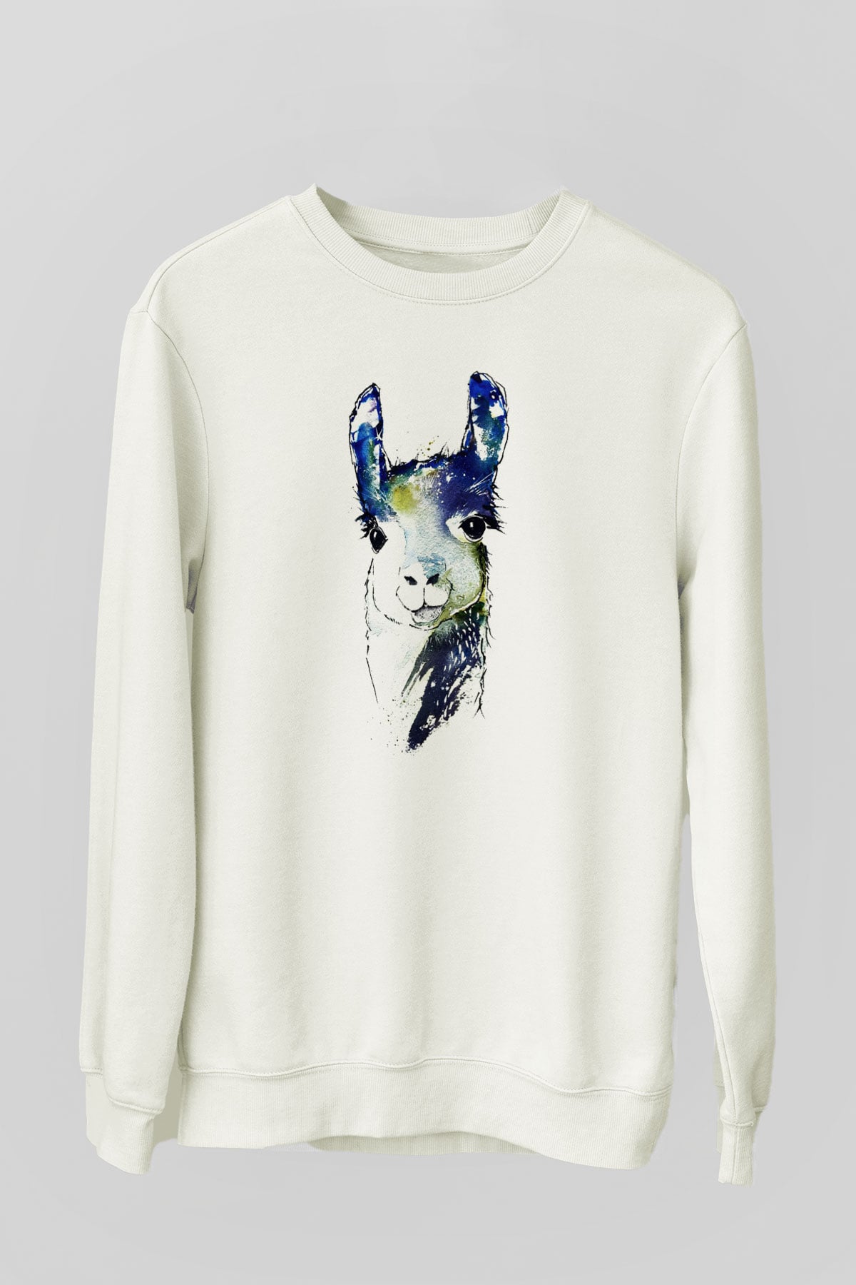 Lama Beyaz Unisex Sweatshirt