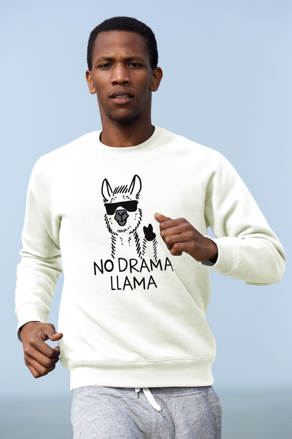 Lama Beyaz Unisex Sweatshirt