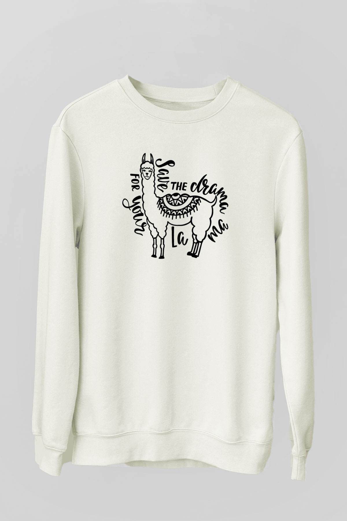 Lama Beyaz Unisex Sweatshirt