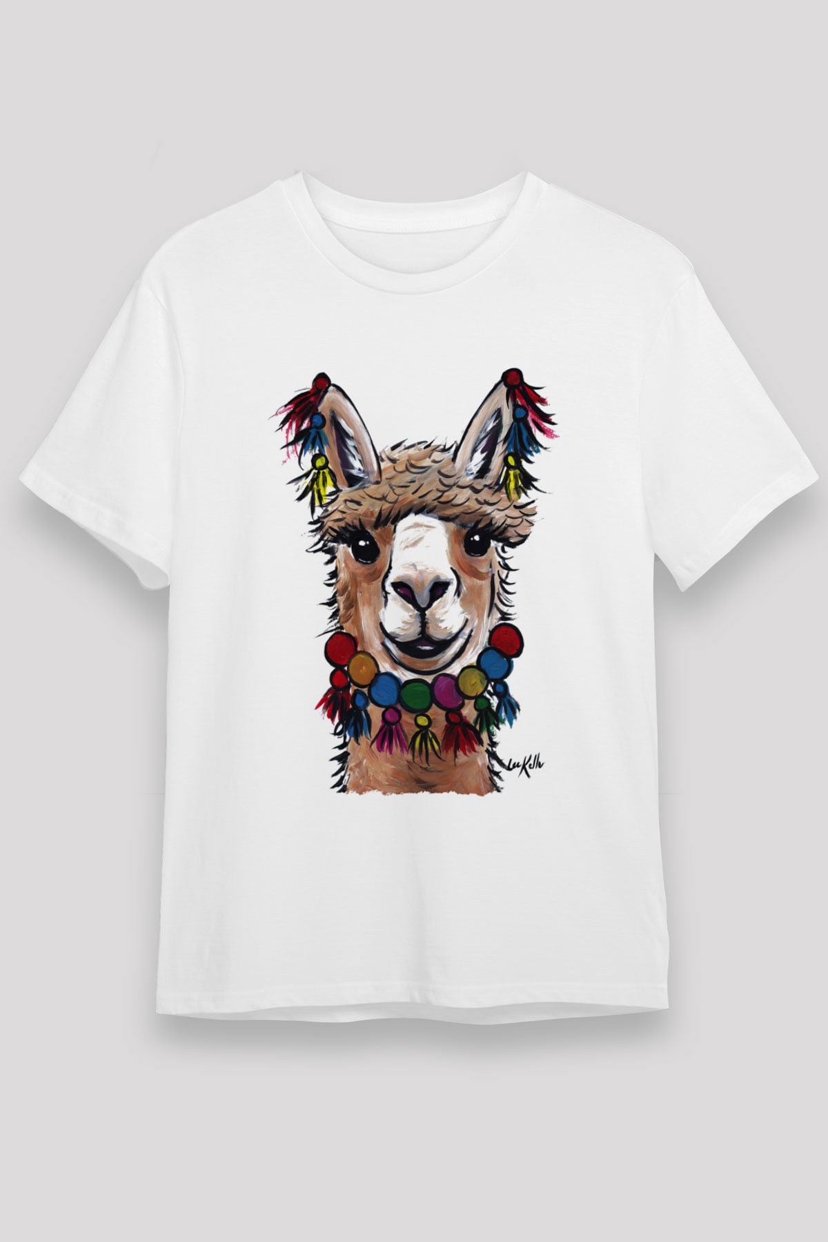 Lama Beyaz Unisex Tişört T-Shirt - TişörtFabrikası