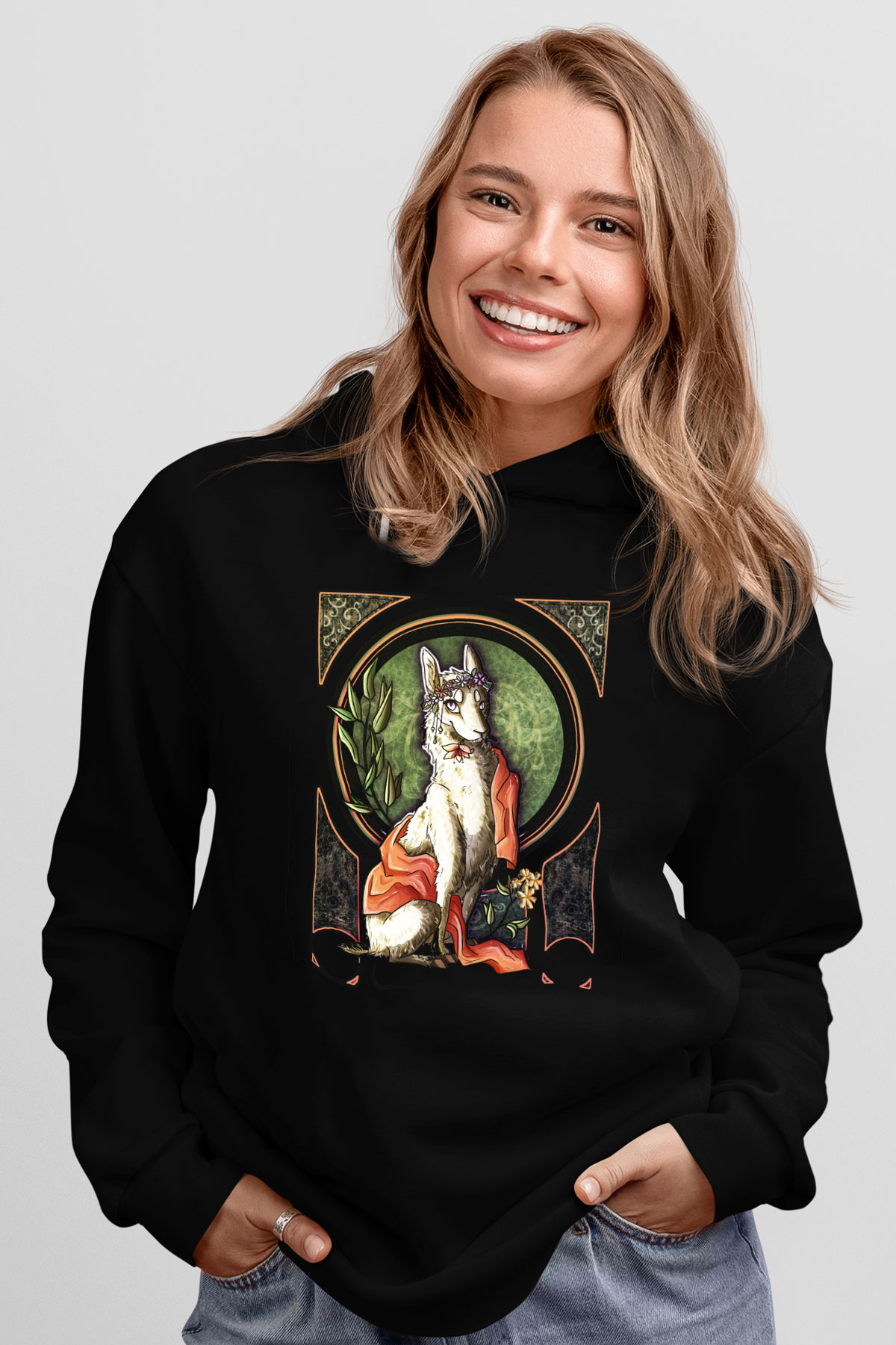 Lama Siyah Unisex Hoodie