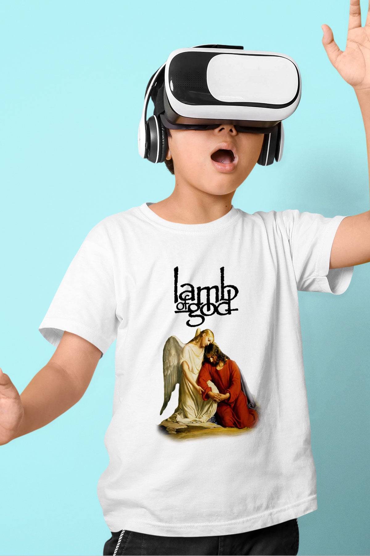 Lamb of God Baskılı Beyaz Unisex Çocuk Tişört