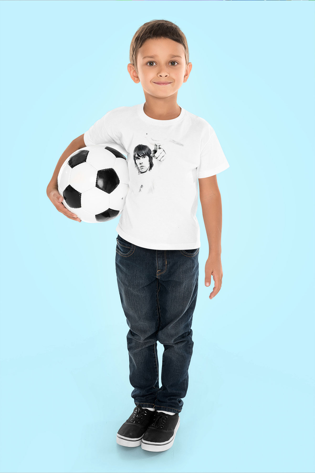 Lan Brown Baskılı Beyaz Unisex Beyaz Çocuk Tişört - Tshirt