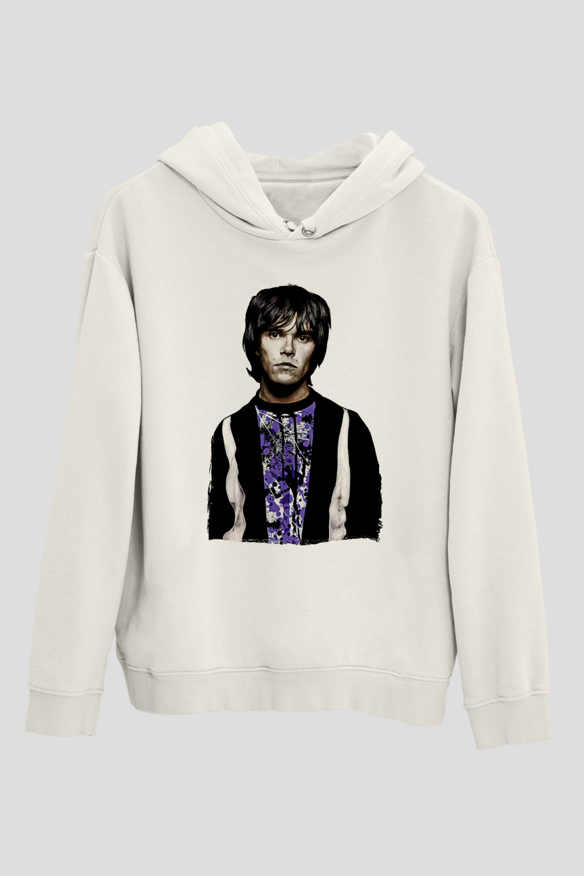Lan Brown Baskılı Beyaz Unisex Kapüşonlu Sweatshirt