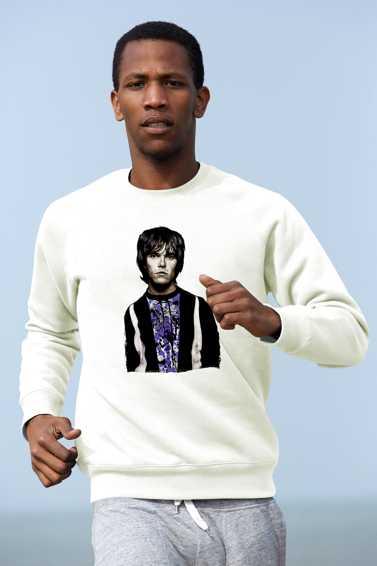 Lan Brown Baskılı Beyaz Unisex Sweatshirt