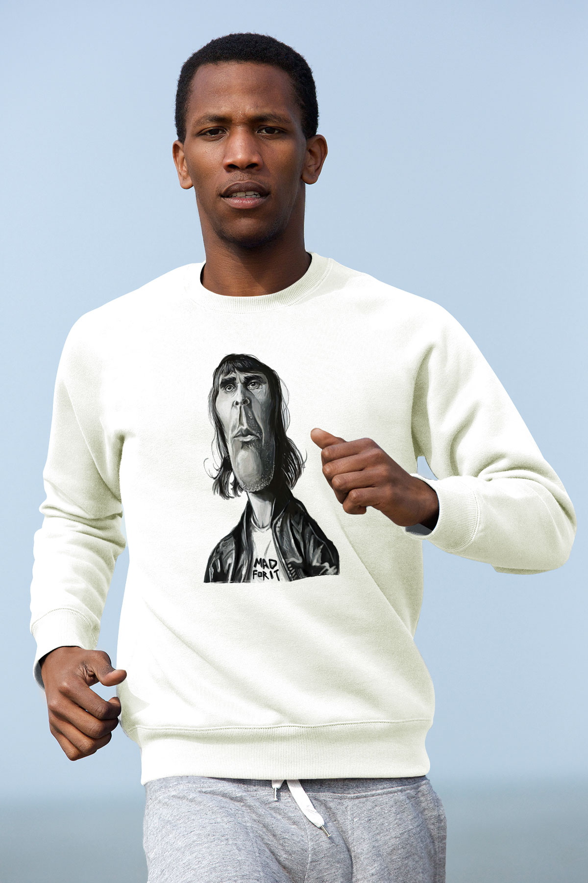 Lan Brown Baskılı Beyaz Unisex Sweatshirt