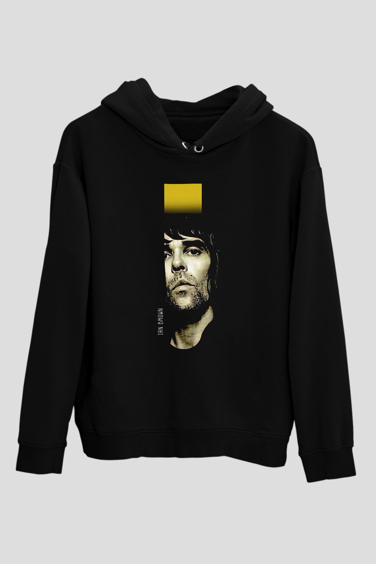 Lan Brown Baskılı Unisex Siyah Kapüşonlu Sweatshirt