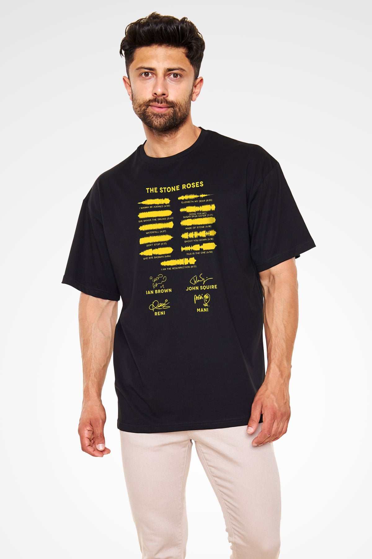 Lan Brown Baskılı Unisex Siyah Oversize Tişört - Tshirt