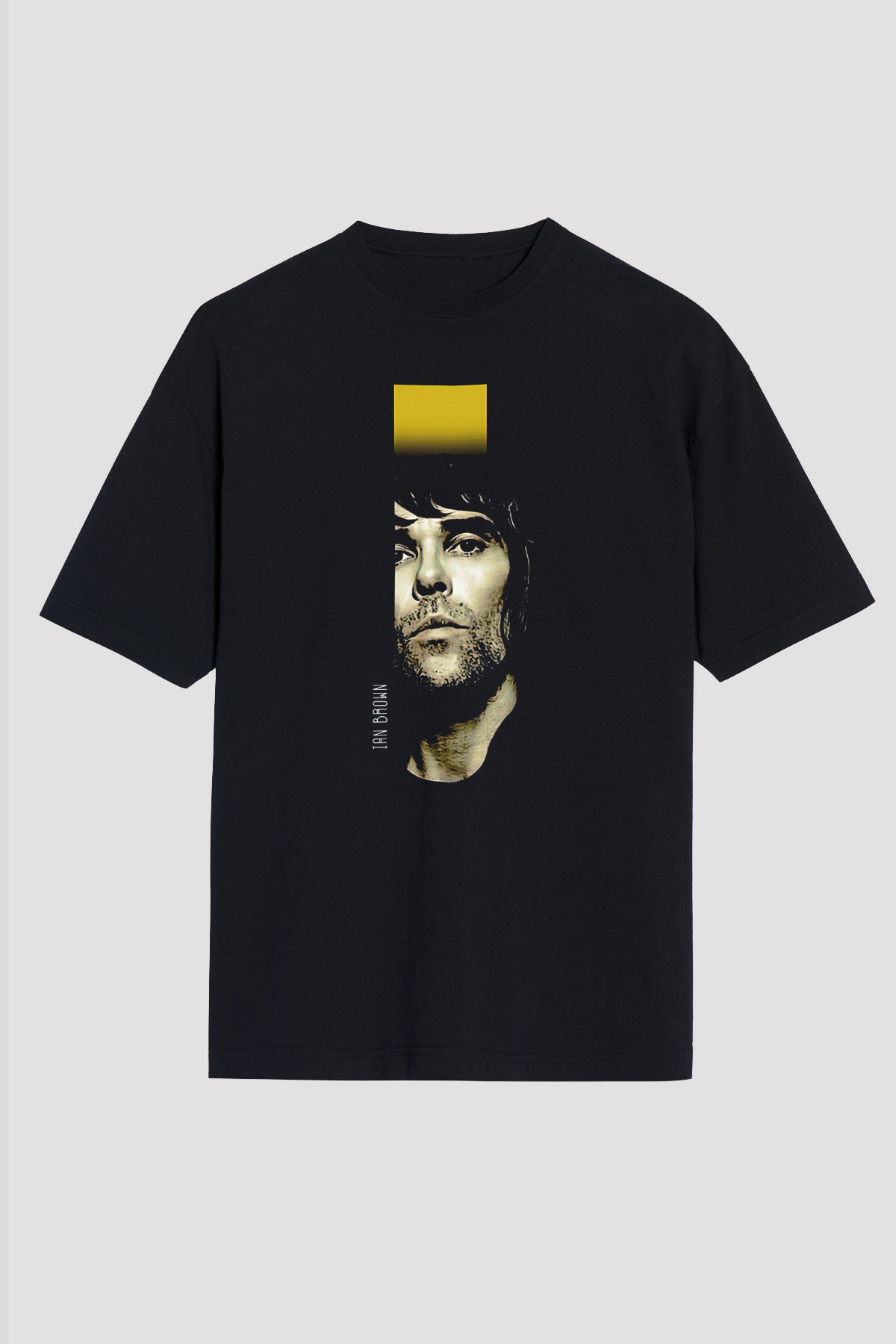 Lan Brown Baskılı Unisex Siyah Oversize Tişört - Tshirt