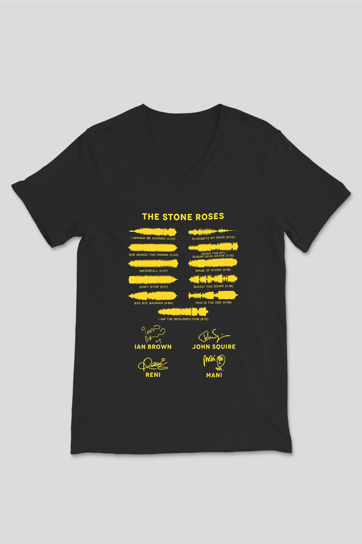 Lan Brown Baskılı Unisex Siyah V Yaka Tişört - Tshirt
