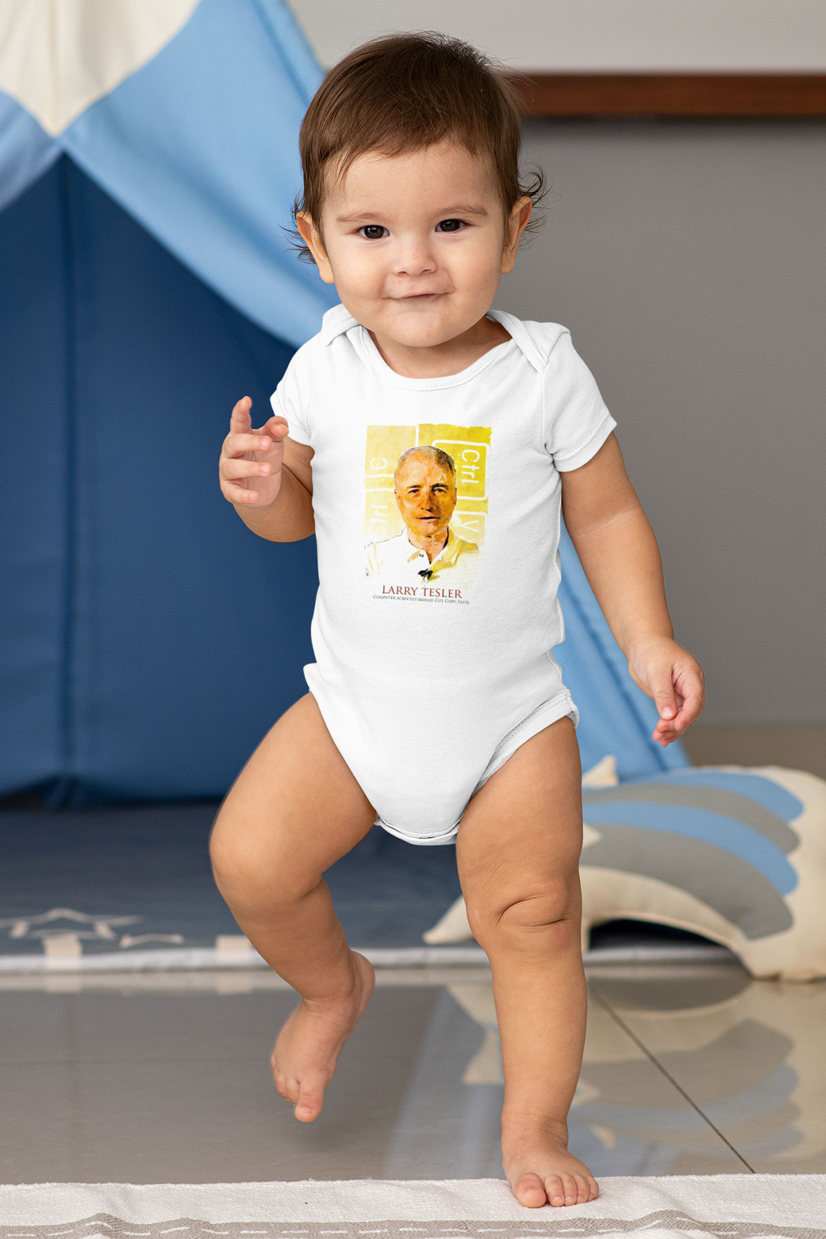 Larry Tesler Renkli Portre Baskılı Beyaz Bebek Body - Zıbın