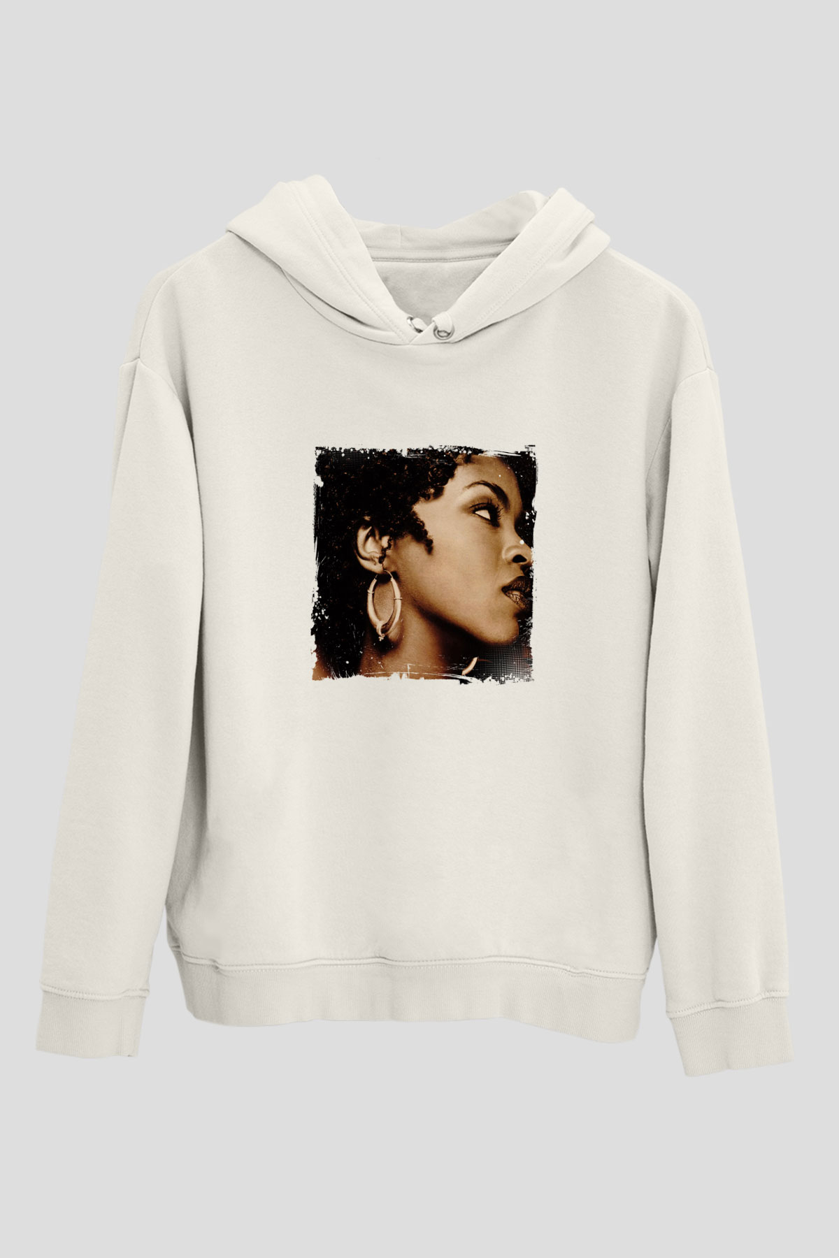 Lauryn Hill Baskılı Unisex Beyaz Kapüşonlu Sweatshirt