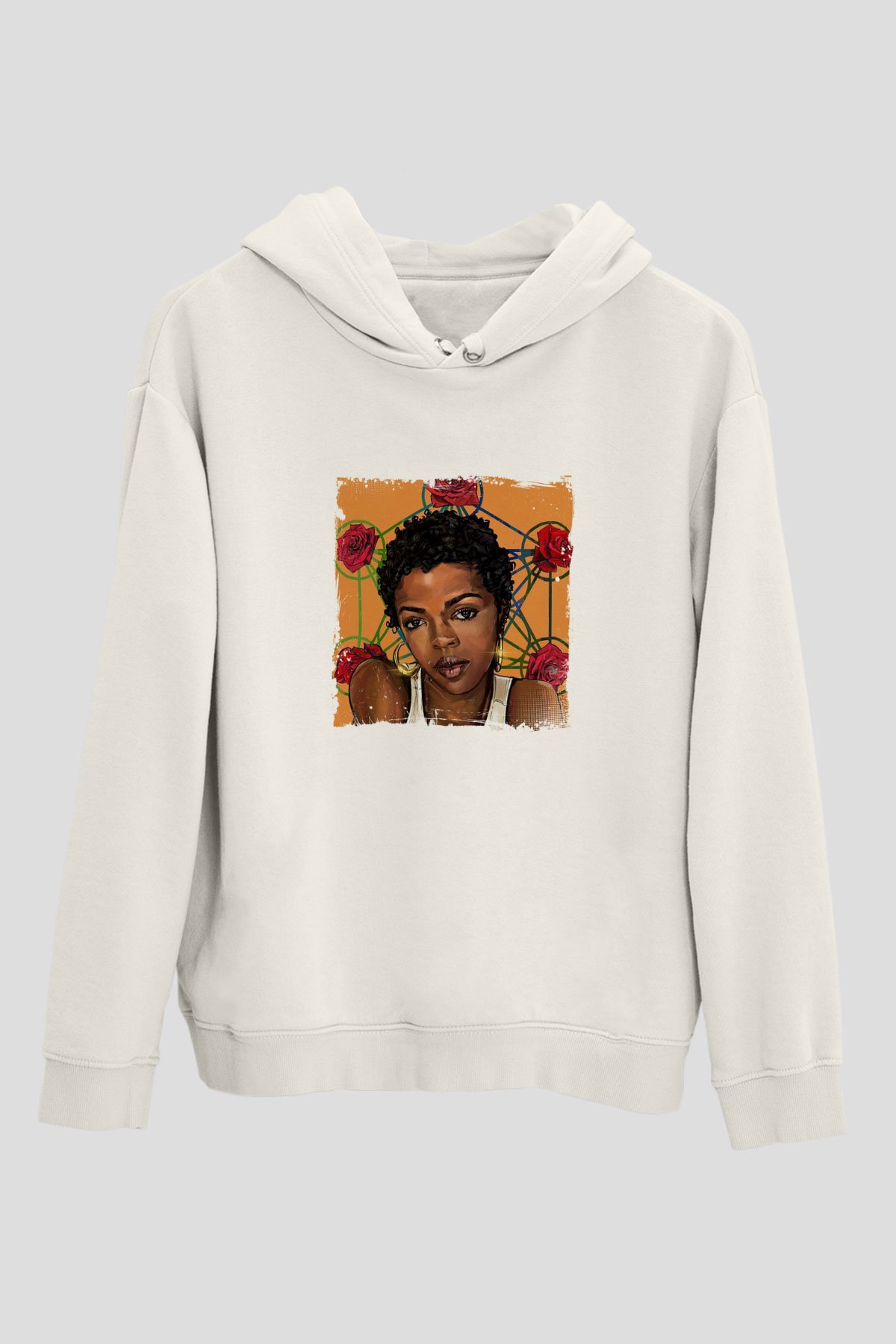 Lauryn Hill Baskılı Unisex Beyaz Kapüşonlu Sweatshirt