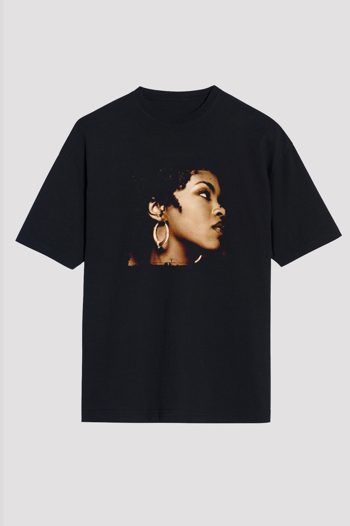 Lauryn Hill Baskılı Unisex Oversize Siyah Tişört