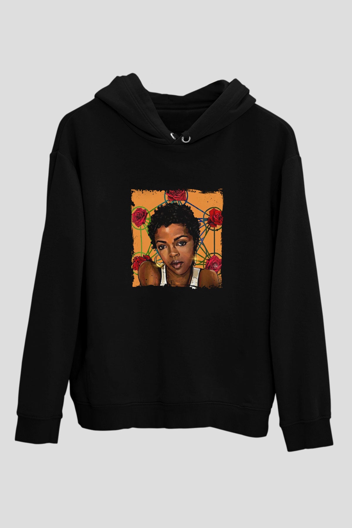 Lauryn Hill Baskılı Unisex Siyah Hoodie