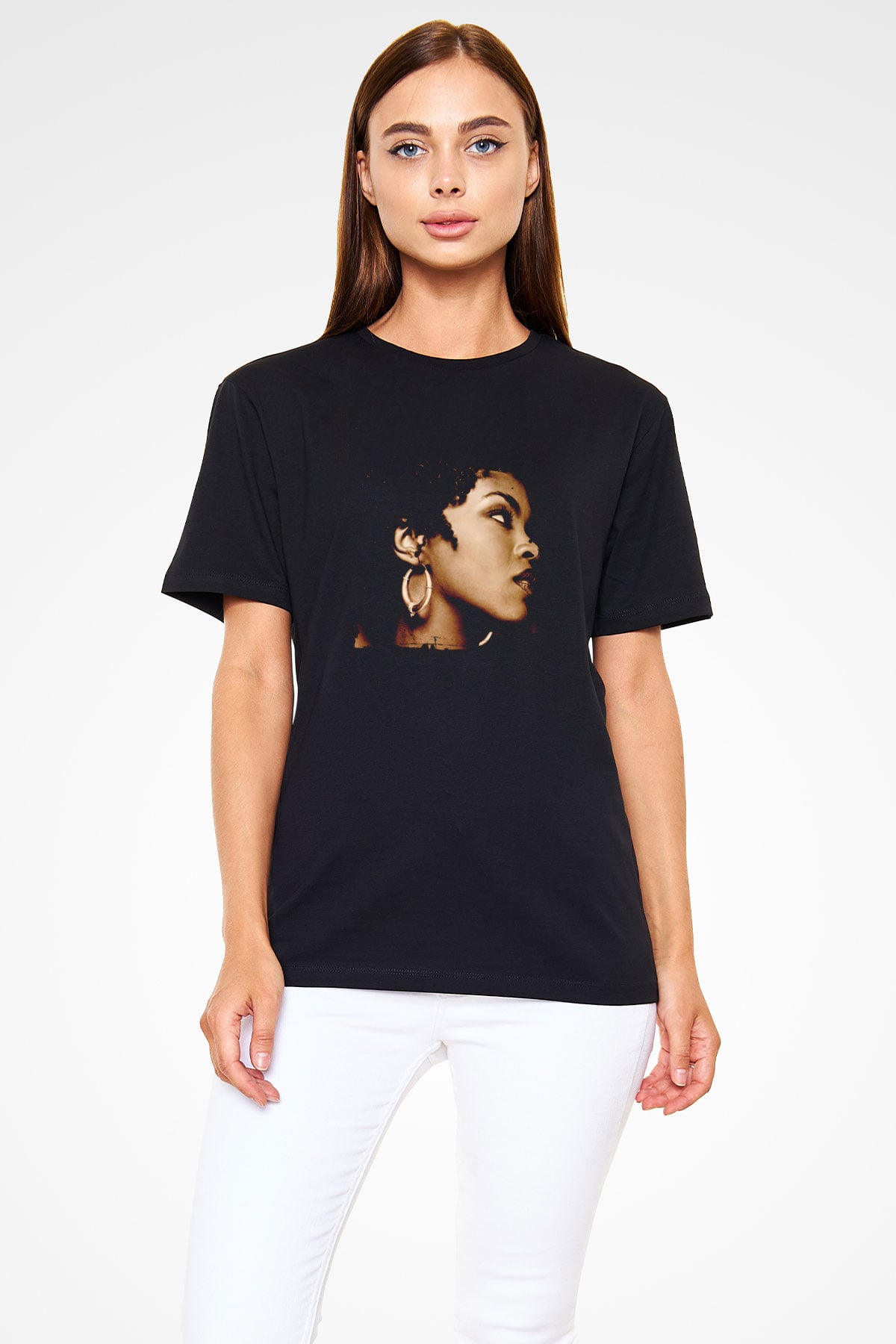 Lauryn Hill Baskılı Unisex Siyah Tişört